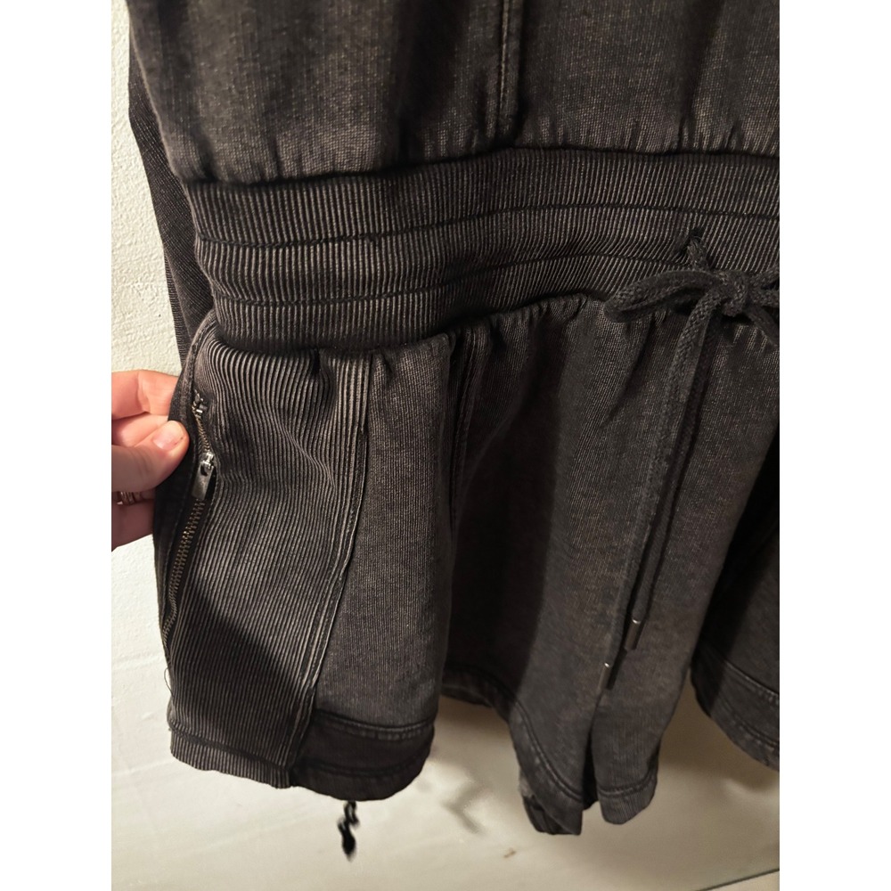 NWT $128 Free People Black Washed V Neck Drawstring Romper Jumpsuit Size L - Picture 5 of 10